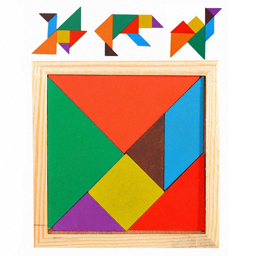 Square 11cm Wooden Montessori Baby Toys 7 Piece Jigsaw Puzzle