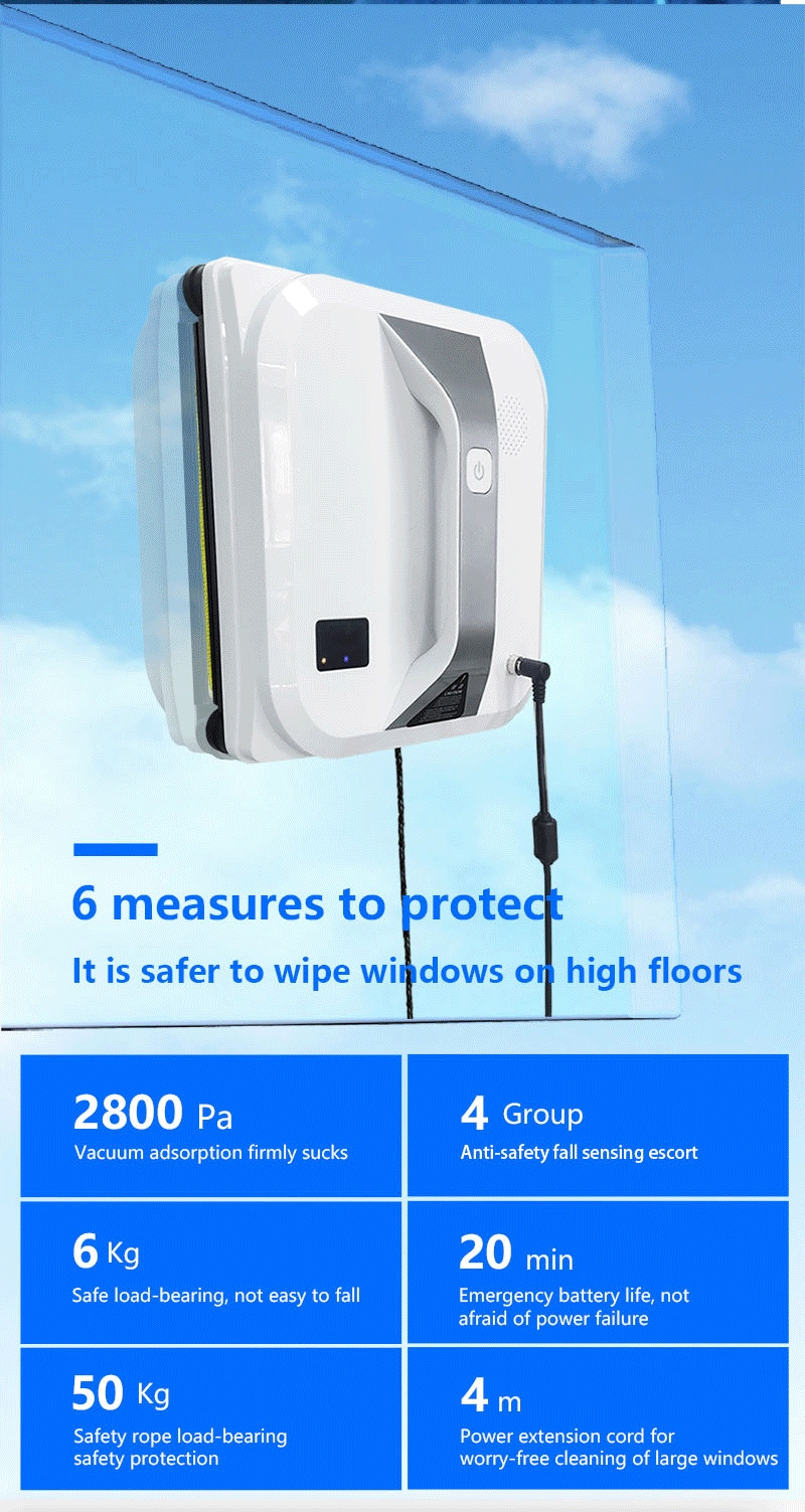 Infrared Navigation Window Cleaning Robot 1.5KGS 250mm Vacuum Window Cleaner