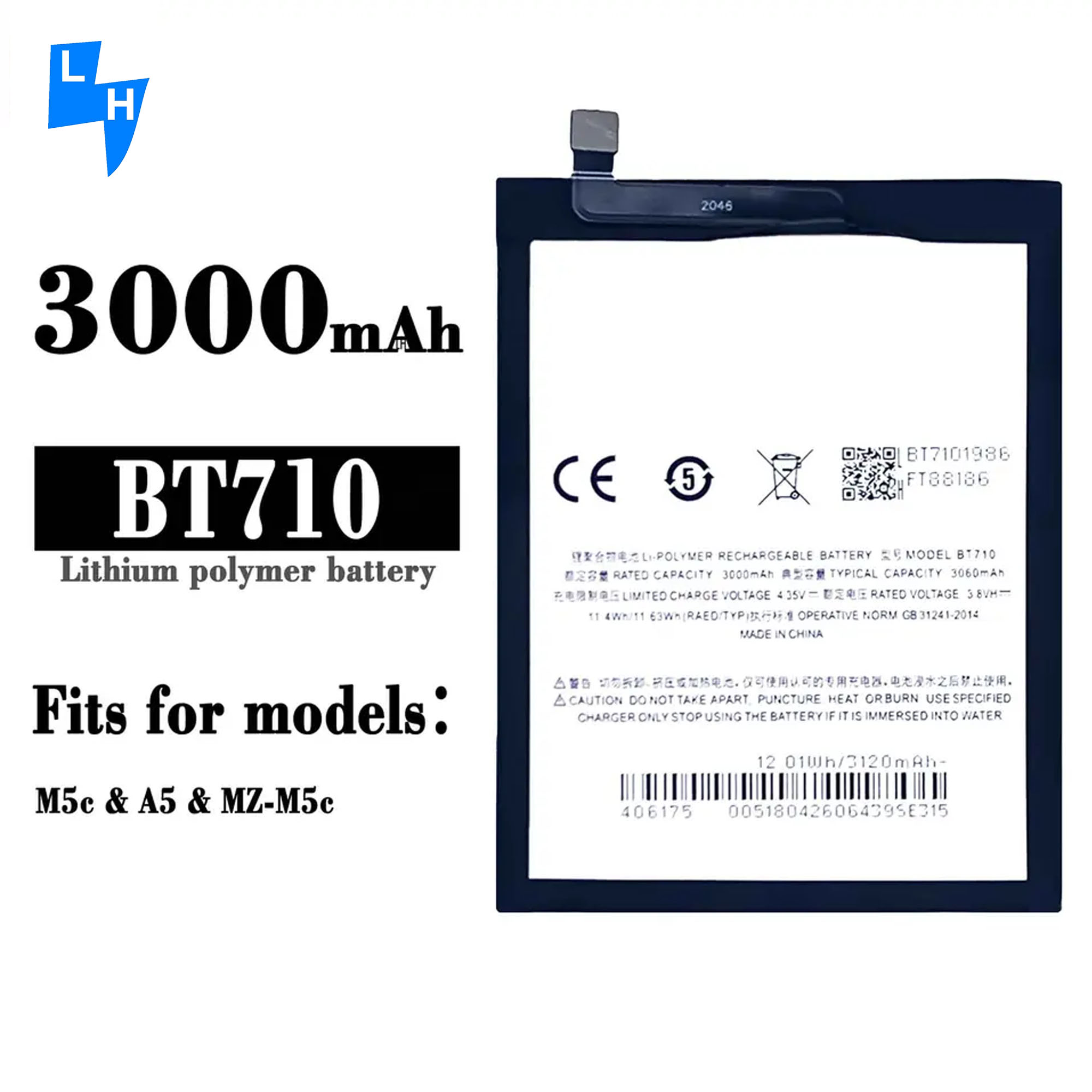 BT710 Original Mobile Phone Battery for Meizu M5C A5 MZ-M5C Rechargeable