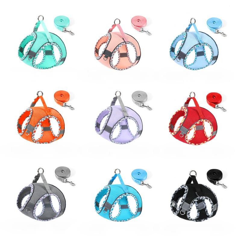 Pet Breathable Mesh Harness Dog Reflective Leash For Small Medium Dnd Large Dogs