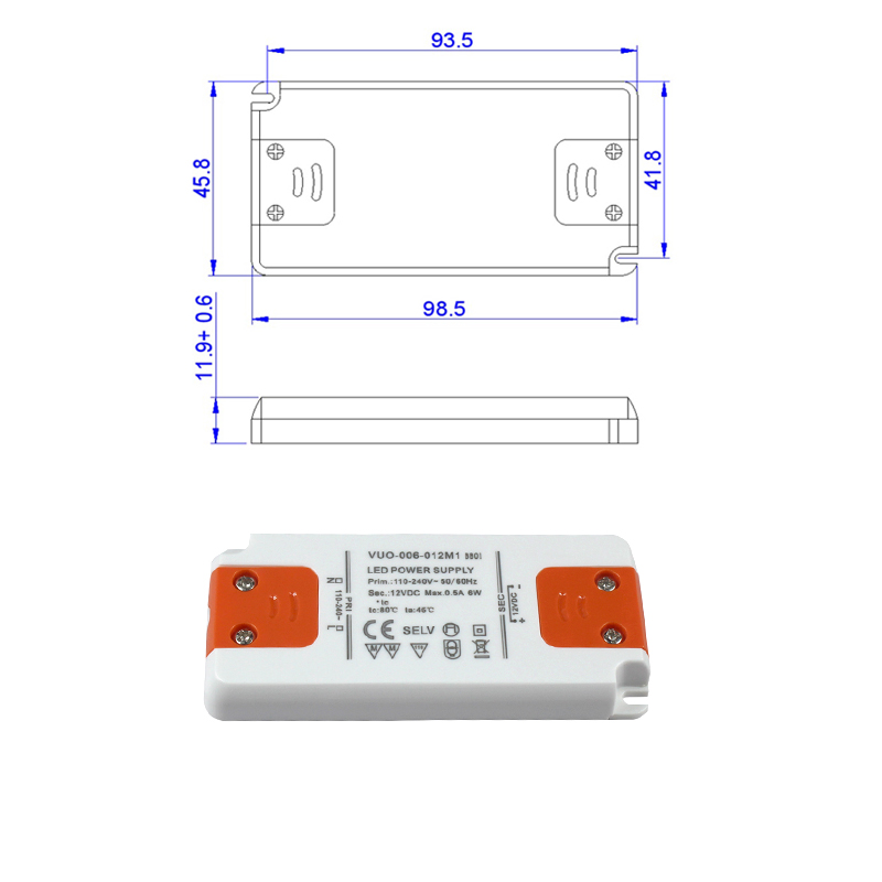 Factory Outlet ic led driver 12v 0.5a plastic enclosed 6W ultra thin LED power supply