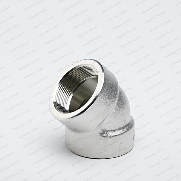 304 316 Stainless Steel Forged Pipe Fittings High Pressure Threaded NPT 45