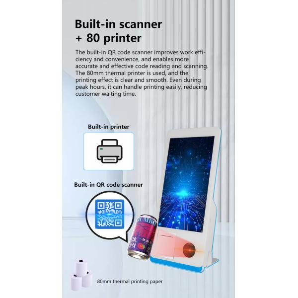 Restaurant Self-service Ordering Counter Kiosk Win 8+128GB Self-service Payment Kiosk with Printer Nfc QR Code Scanner
