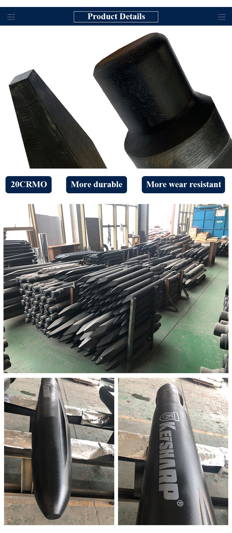 20-27ton Excavator Stone Breaking Hydraulic Hammer Hex Shunck Chisel Breaker Chisel