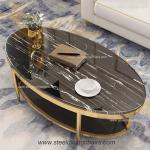 Oval Mable Top 125cm 57cm Stainless Steel Coffee Table For Living Room