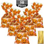 Pumpkin Print Plastic Packaging Treat Bags , Halloween Party Treat Bags