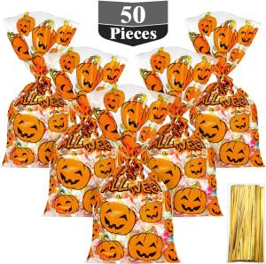 Wholesale Pumpkin Print Plastic Packaging Treat Bags , Halloween Party Treat Bags from china suppliers