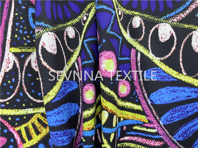 Floral Pattern Stretch Legging Fabric Tight Fit Compress R Blend Spandex Polyester