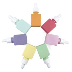 Wholesale Square 15ml Glass Dropper Bottle Macaroon Frosted Color Serum Cosmetic Luxury from china suppliers