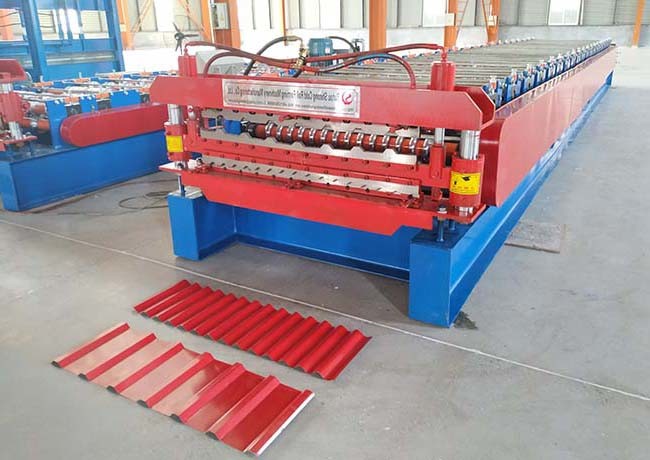 Weight 5.4T Glazed Tile Making Machine , Wall Sheet Roll Forming Machine ISO9001 Approved
