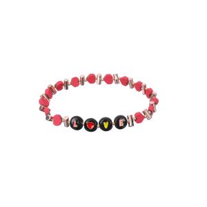 Wholesale Hematite Beaded Alphabet Bracelets , 6mm Red Hearts Love Beaded Bracelet from china suppliers