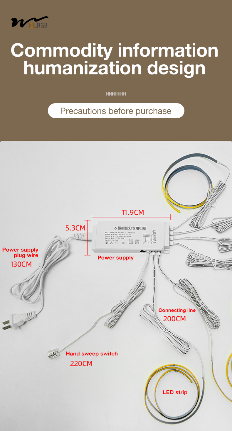 Wardrobes Self Adhesive Led Strip 2700K Dimmable Rgb Led Strip Lights