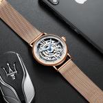 KINYUED J069 skeleton luxury leather waterproof oem brand hands wristwatches