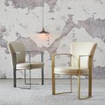 Minimalist Modern Armrest Velvet Leather Metal Dining Chair 65*58*80 cm