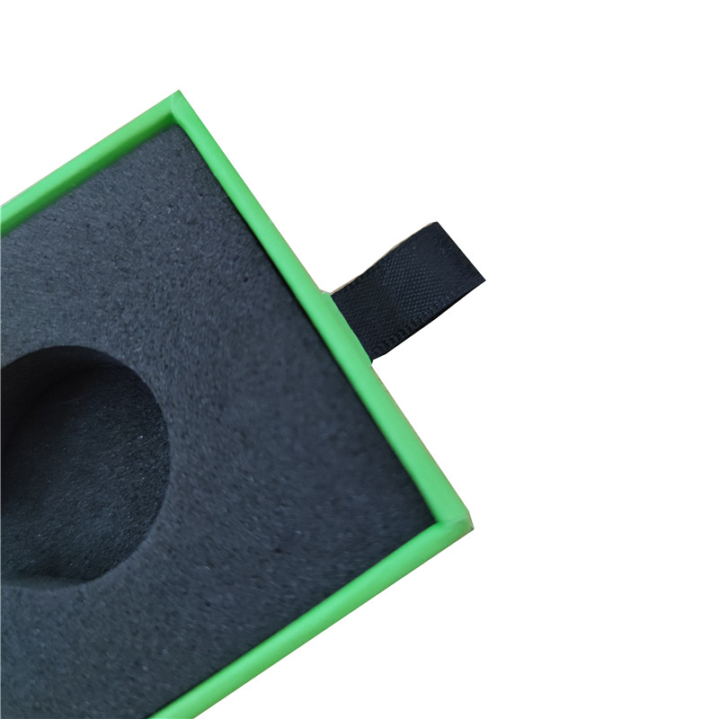 Green Paper Cardboard Stock Gift Box for Car Keychain Pull Out Drawer Custom EVA Insert