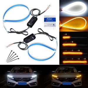 Wholesale Flowing Bar Silicone Drl Daytime Running Lights 45CM 17.7&quot; White Amber Flexible LED Tube Strip from china suppliers