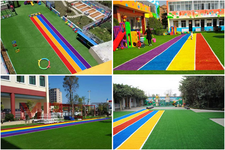 Indoor Outdoor Artificial Turf Blue Synthetic Grass Carpet Garden Landscaping