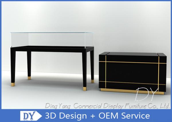 Pre Assembly Wood Glass Jewelry Store Counter With Lights / Lock / Stainless