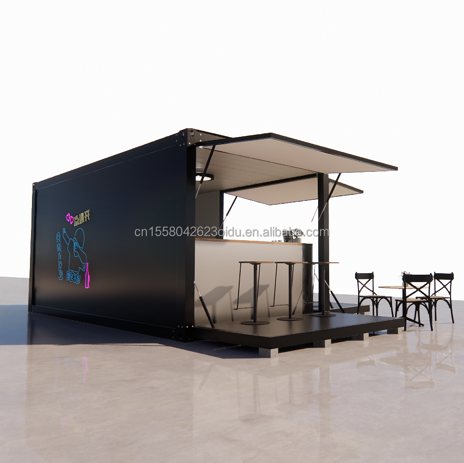 Container House Restaurant Shop Street Food Kiosk 20ft Mini Pop Up Shop Container with Aluminum Alloy Windows