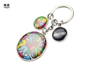 Wholesale Round Shaped Metal Key Ring With Cute Epoxy Sticker Logo For Key Holder from china suppliers