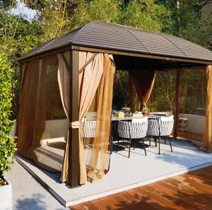 Wholesale Aluminum Frame Galvanized Steel Double Roof HardTop Gazebos With Curtains from china suppliers