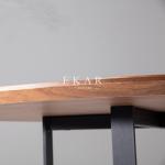 Wooden Walnut Metal Legs Round Dining Table With Rotating Centre