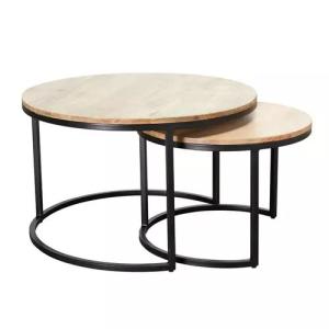 Wholesale 80*80*75cm Home Room Furniture Luxury Round Wood Top Coffee Table With Metal Legs from china suppliers