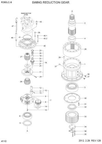 SWING REDUCTION GEAR Hyundai HCE Parts scheme diagram