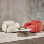 160cm Creative Leisure White Teddy Armchair Tufted Design