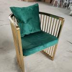 French Modern Luxury 68cm Tall Velvet Arm Dining Chair Gold Legs