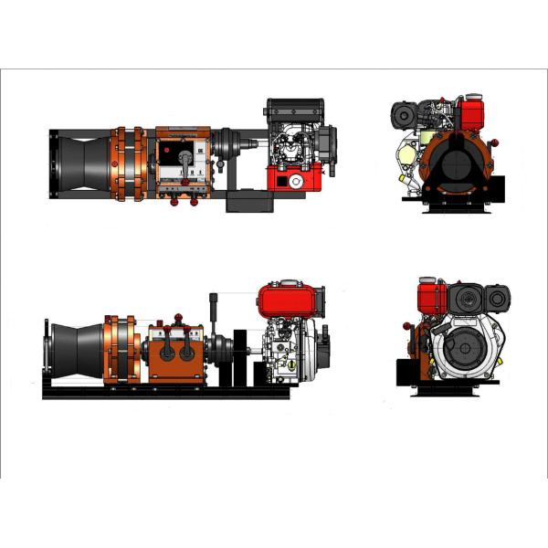 50KN Fast Speed Cable Pulling Winch Air Cooled Diesel Enginen By Shaft