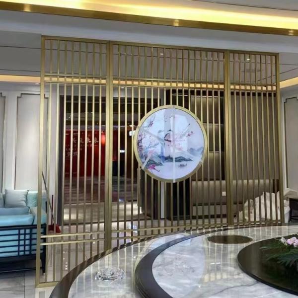 Golden decorative metal frame room divider wall panel