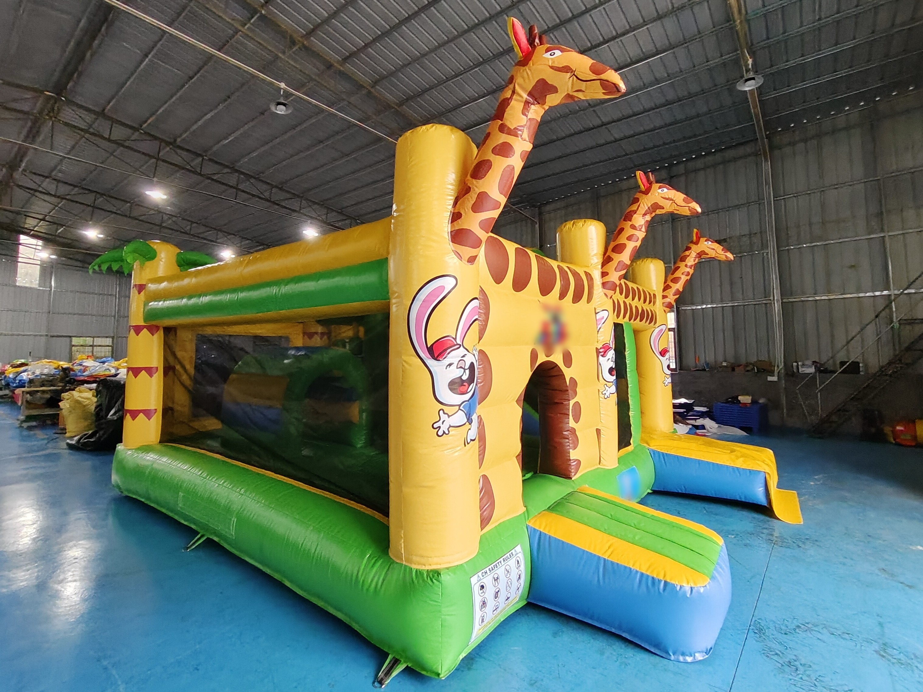 Commercial Grade Outdoor Inflatable Combo Zoo Giraffe Inflatable Bounce House With Slide Funny Jumping Castle