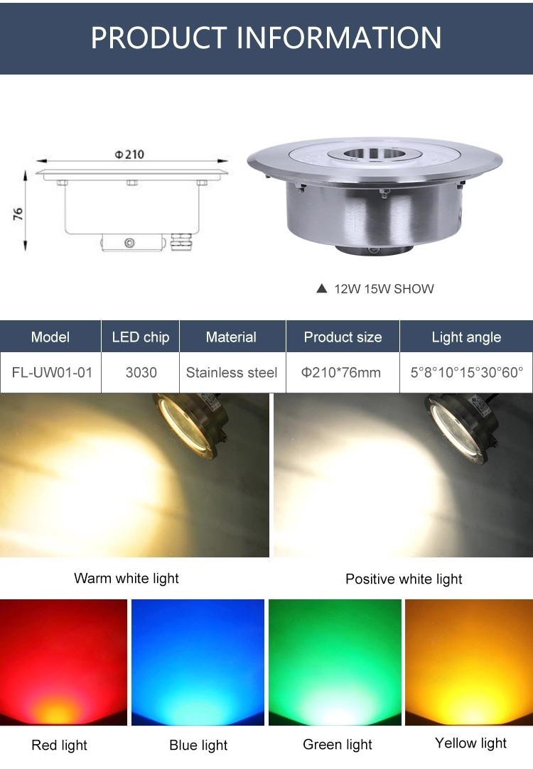 Stainless Steel Case Waterproof Boat Lights 15W 3000k - 6000k CCT 1 Year Warranty