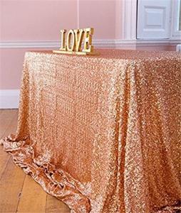 Wholesale Reception Fabric Table Cover 50&quot; X 80&quot; , Rose Gold Sequin Fabric Tablecloth from china suppliers