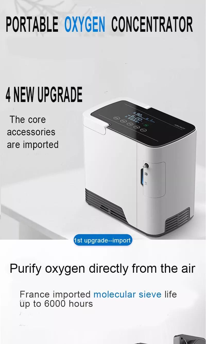 Single Flow 1L Portable O2 Concentrator With Alarm System