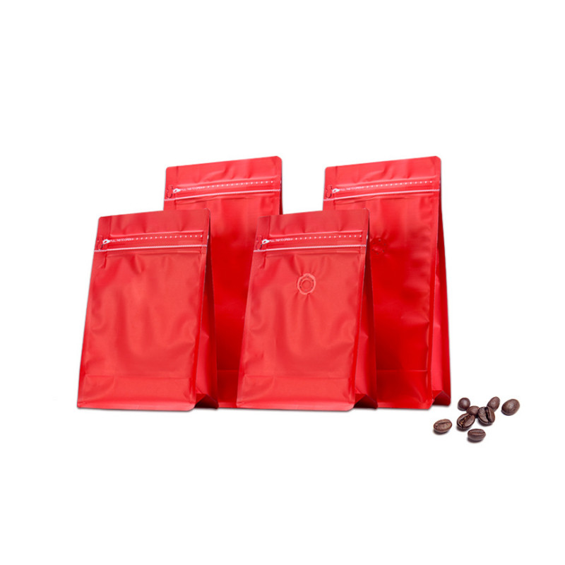 Square Bottom Coffee Packaging Bags, Stand Up Zipper Pouch With Valve