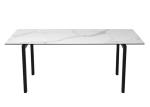 1800*850mm Ceramic Finished Dining Table With Fixed Type Black Oval Metal Leg