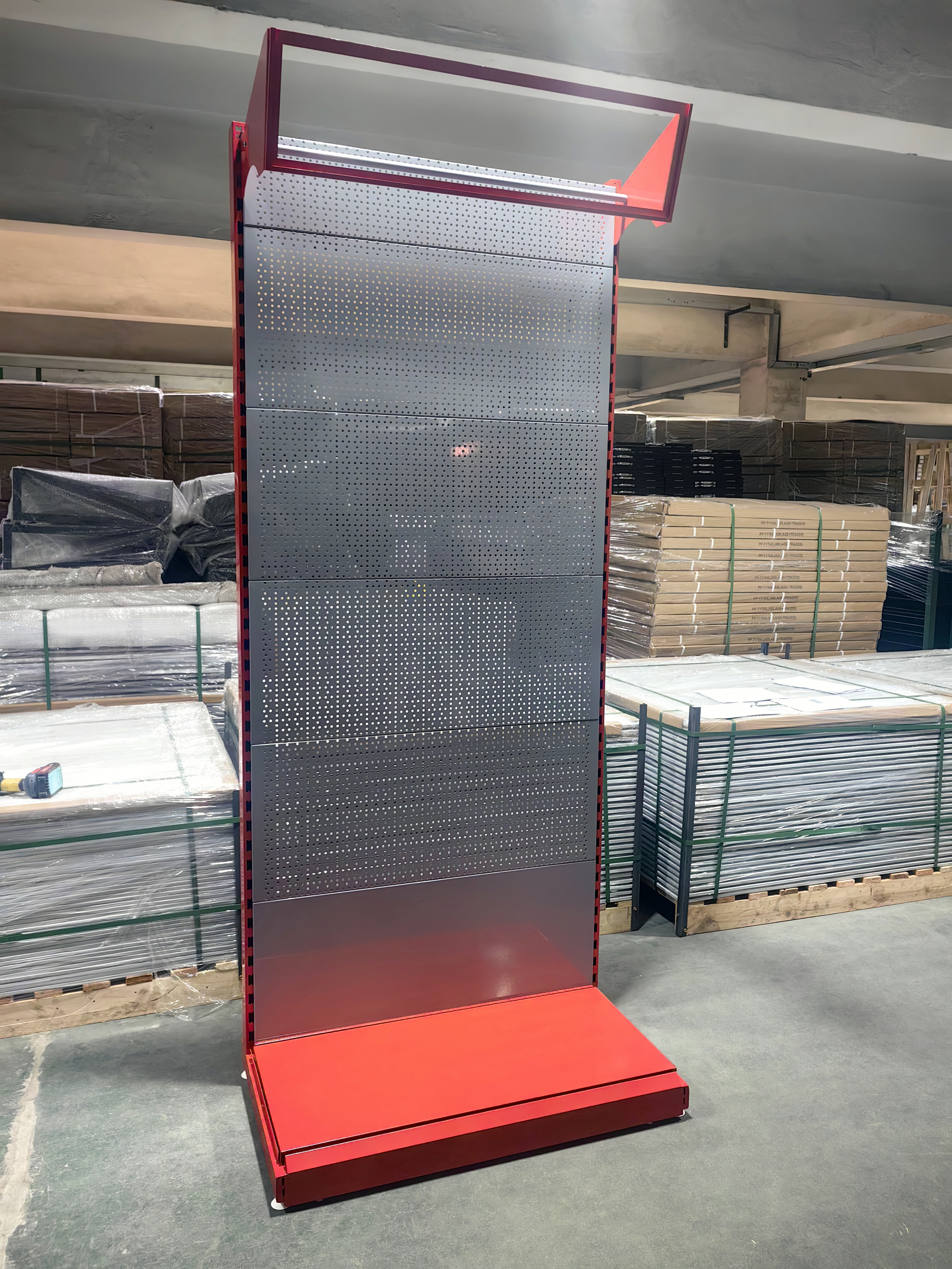 ODM OEM Garage Tool Display Rack Stand with Adjustable Shelves Metal Pegboard Storage Racking Display