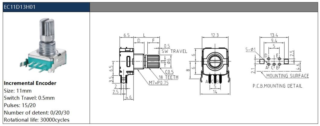 Ec11 Horizontal Installation Encoder 3 Feet D Handle Linear Encoder