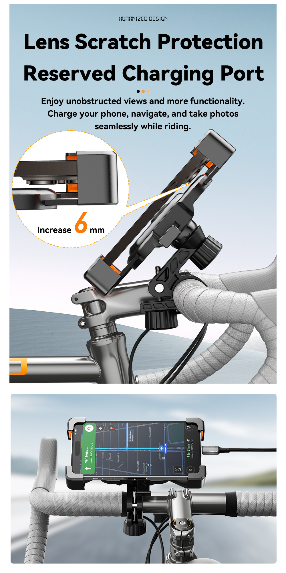 Motorbike Motorcycle Bike Cell Phone Holder Shockproof With One Button Locking