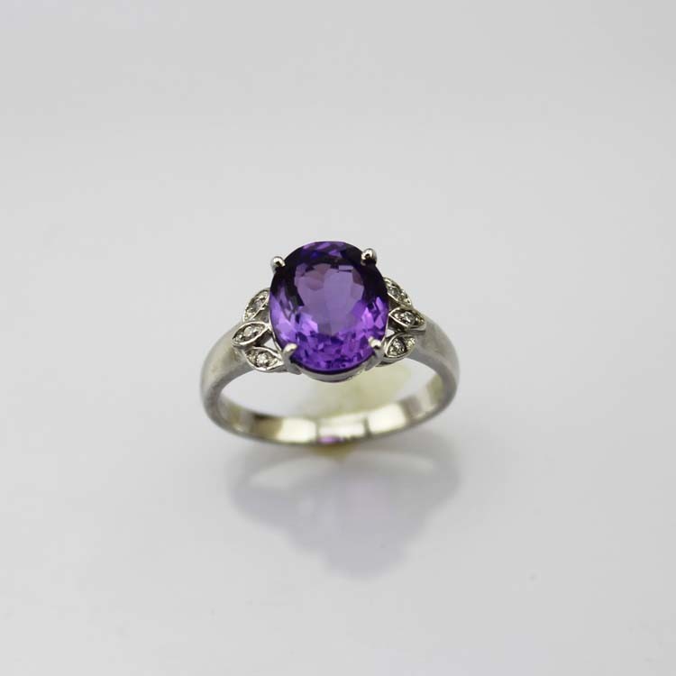 Women Jewelry 925 Silver Oval Cubic Zirconia Blue Topaz Ring(F62)