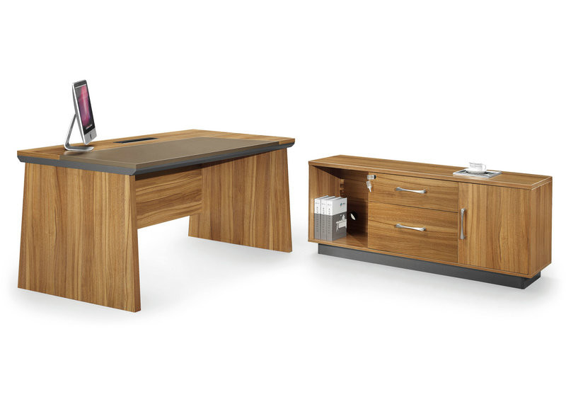 Fantastic Executive Office Furniture , Walnut Office Desk Large Storage Capability