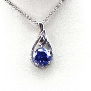Wholesale 925 Silver 7.5mm Tanzanite Cubic Zircon Stones Pendant Necklace (PSJ0241) from china suppliers