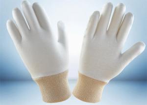Wholesale mens white cotton industrial work gloves with knit wrist heavy duty designing service mass production free mould cost from china suppliers