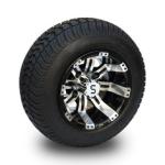 10'' Golf Cart Rim And 205/50-10 DOT Street Tire Assembly - Machined/Glossy