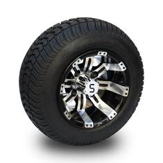 10'' Golf Cart Rim And 205/50-10 DOT Street Tire Assembly - Machined/Glossy