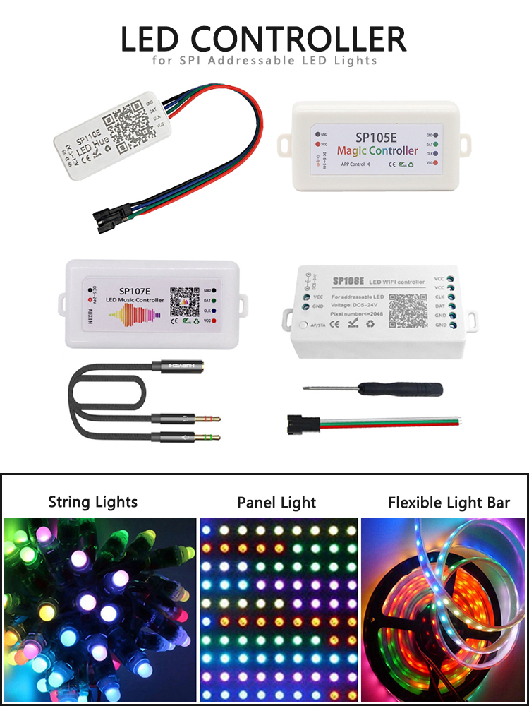 Bluetooth LED Strip Smart Controller , Pixel Light Controller SP110E SP108E