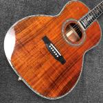 Custom Full Abalone Inlays OOO 39 Inch Round Body Solid Koa Top Acoustic Guitar