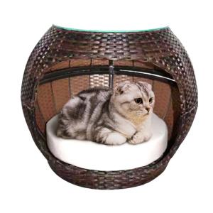 Wholesale 13mm Eco-Friendly Rattan Cat Bed Woven Apple-Shape Dome Cat Cave Cushion Coffee Table Natural Pet Houses Furniture from china suppliers